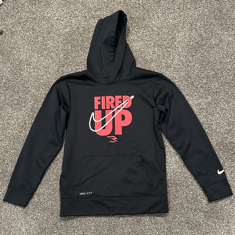 Boys Nike Black Hoodie with Red Print
